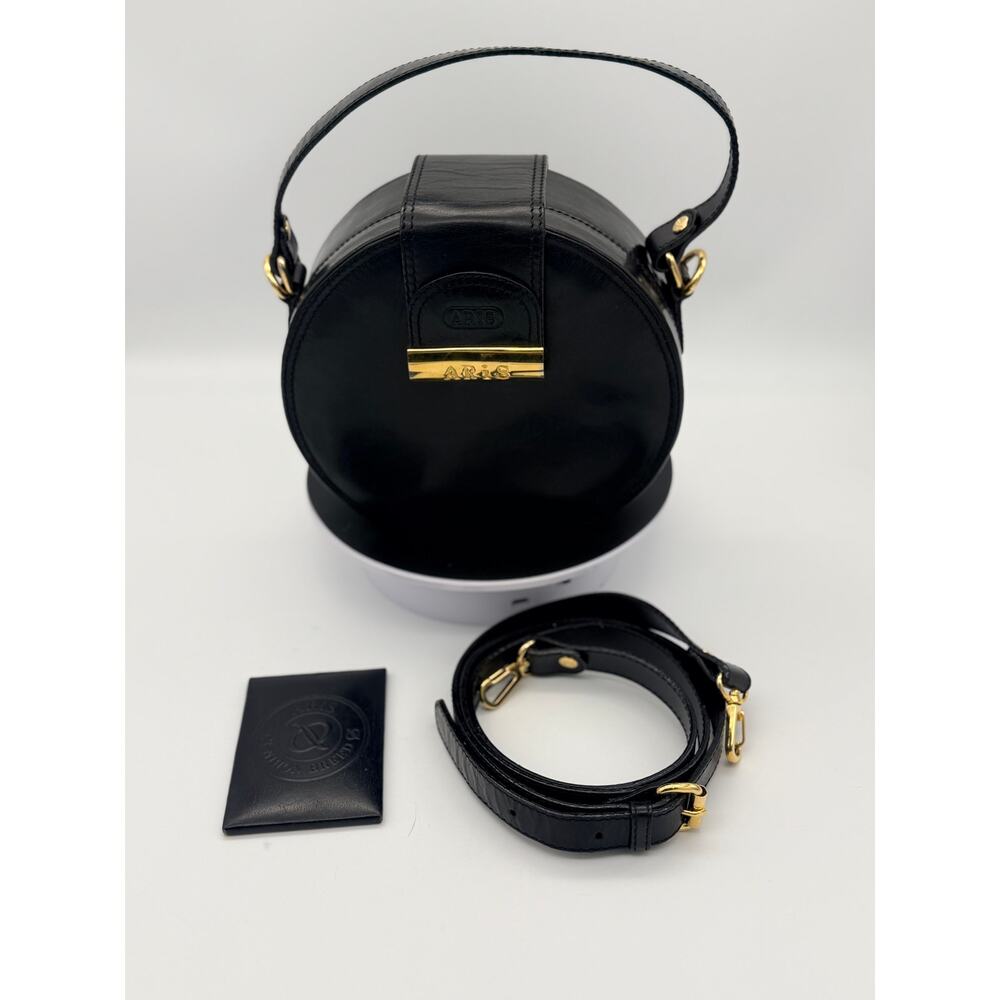 Vintage 1960s Aris Black Leather Handbag - Convertible Shoulder Bag